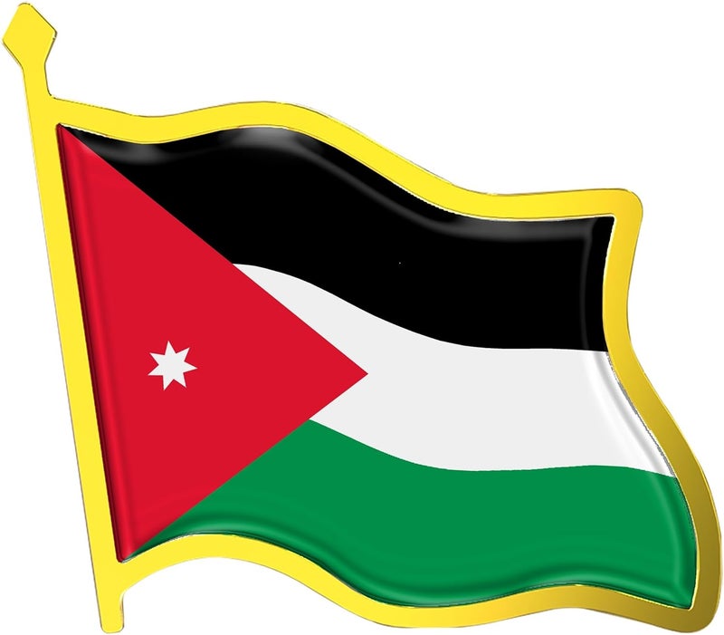 Ababyyan Jordanian Flag Lapel Pin - Enamel Metal National Badge | World Travel Souvenir Gifts for Men & Women | Country Flag Patriotic Brooch Bulk Pack of Pins for Hat, Tie, Clothes, Backpack (1pc) - Image 1